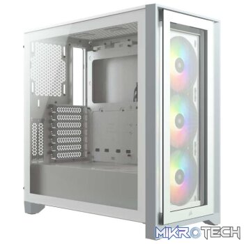 Corsair iCUE 4000X RGB Tempered Glass Mid Tower E-ATX Case  White